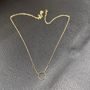 Delicate Gold Hexagon Pendant Necklace - Women Jewelry